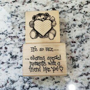 Annette Allen Watkins Rubber Stamps Bear Heart It's So Nice Friend G1379 F504